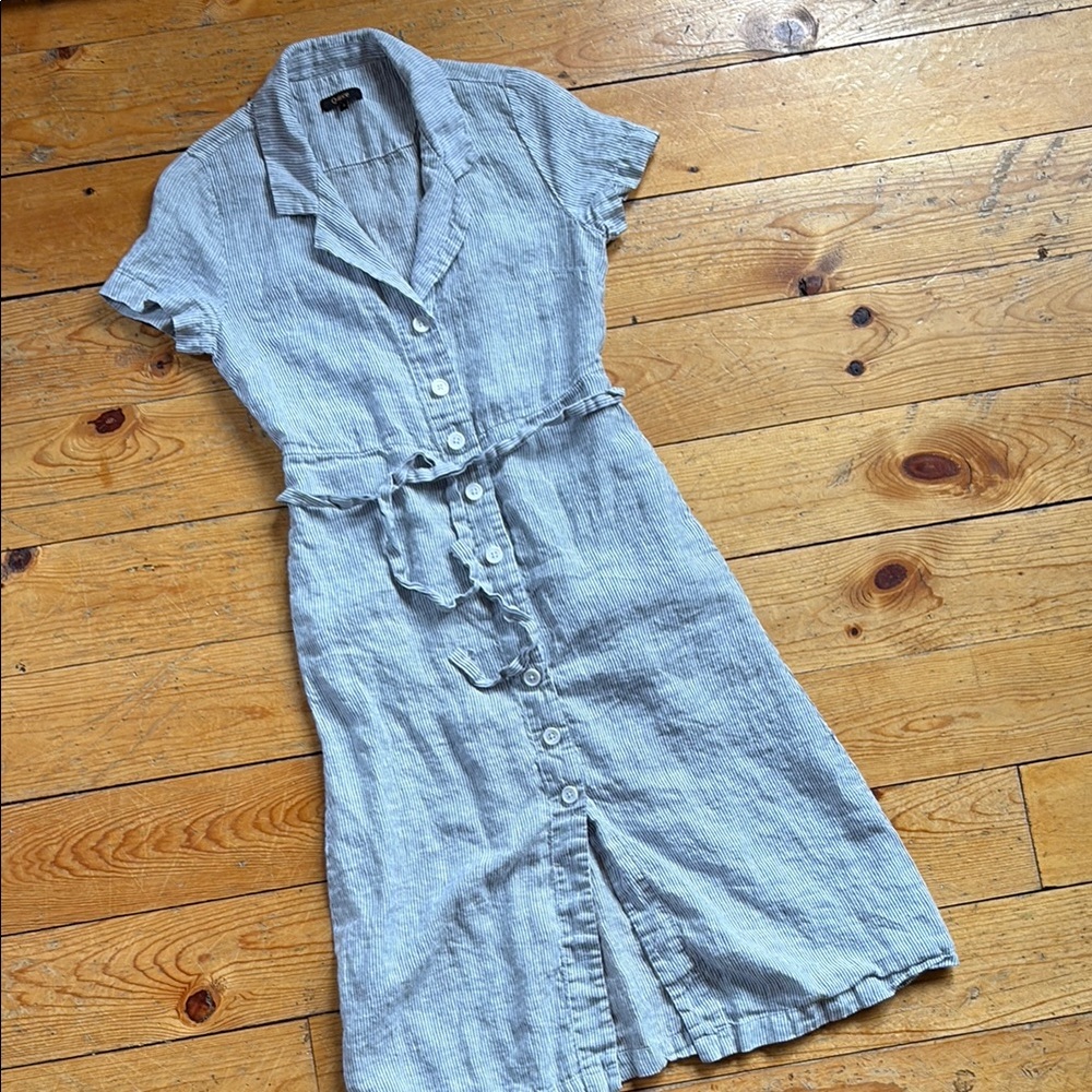 Quince 100% European Linen Button Front Dress - small